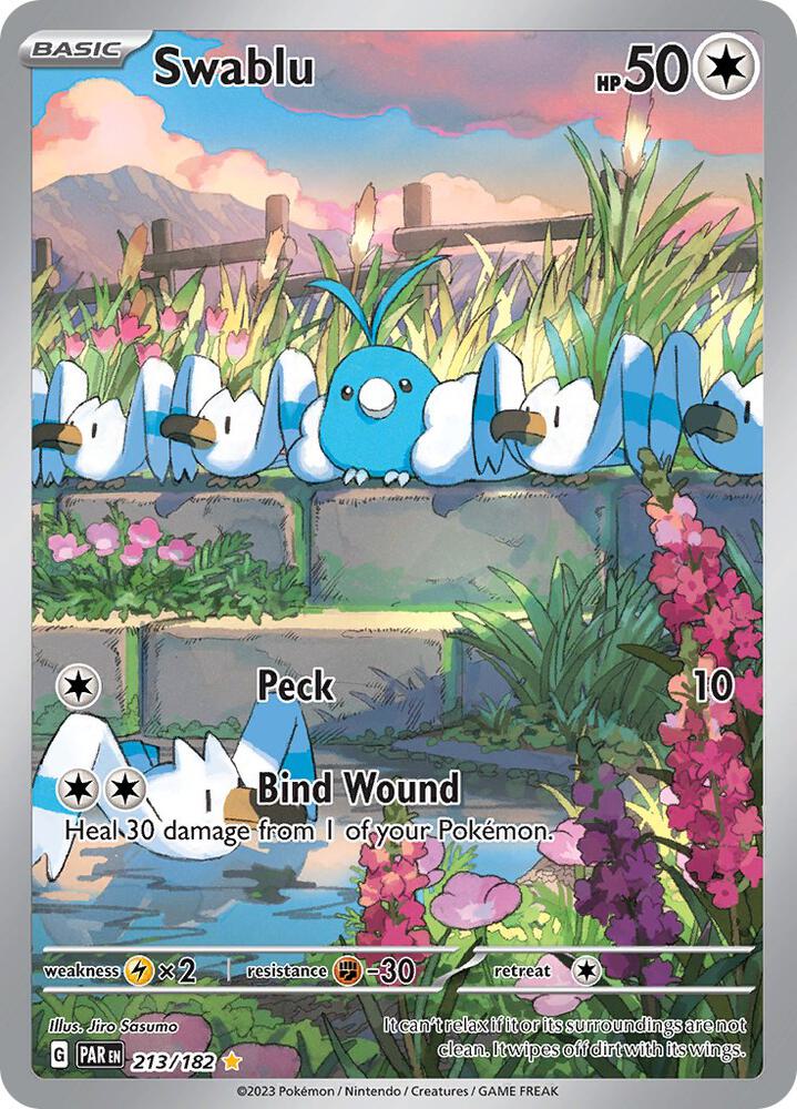 Swablu 213/182 Holofoil, Paradox Rift Pokémon card