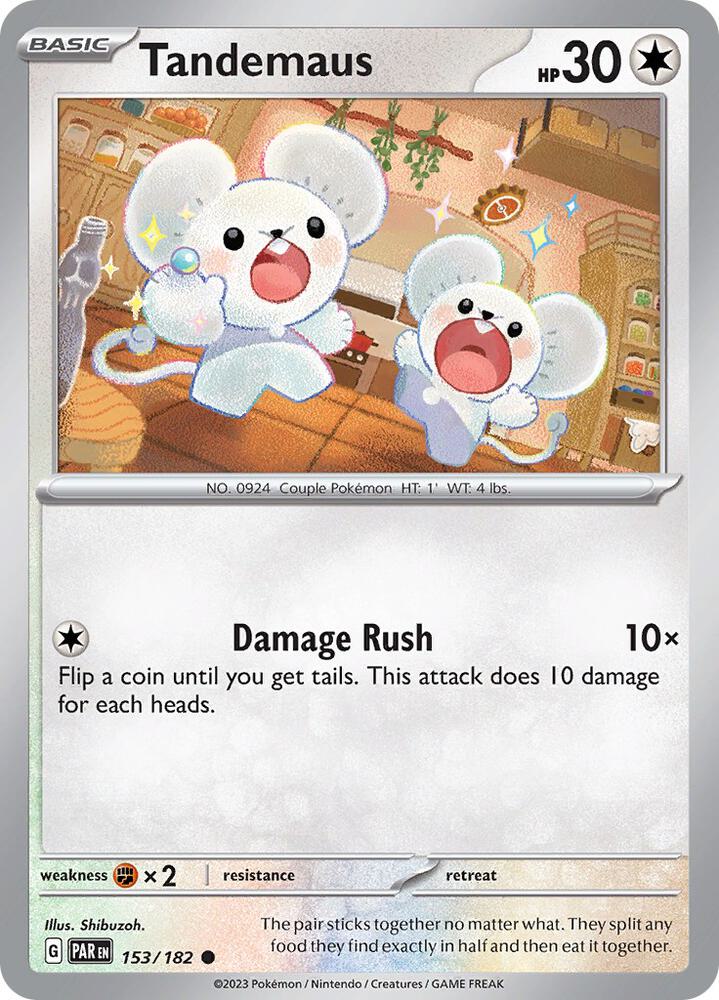 Tandemaus 153/182 Reverse Holofoil, Paradox Rift Pokémon card