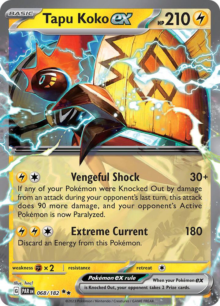 Pokemon - Paradox Rift - Tapu Koko ex - 068/182 - Holofoil