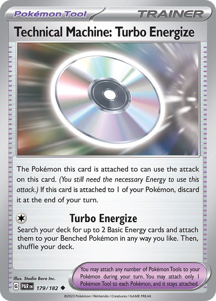 Technical Machine: Turbo Energize 179/182 Reverse Holofoil, Paradox Rift Pokémon card