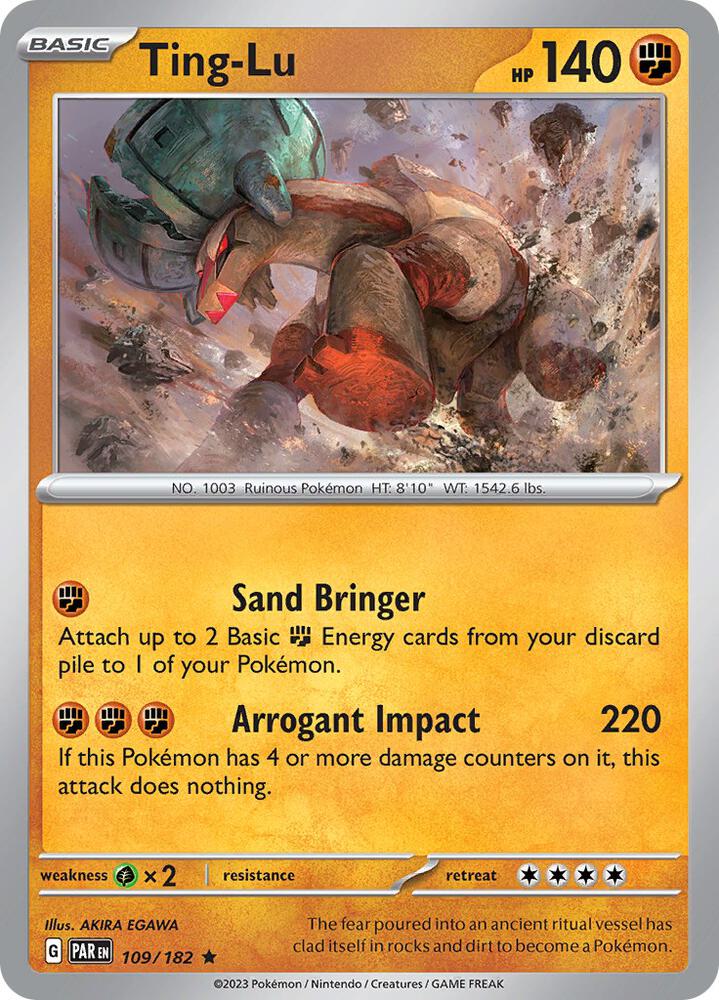 Ting-Lu 109/182 Holofoil, Paradox Rift Pokémon card