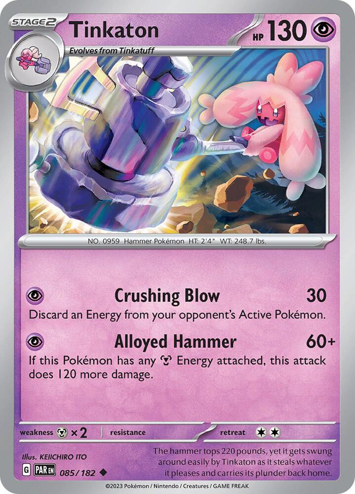 Tinkaton 085/182 Reverse Holofoil, Paradox Rift Pokémon card