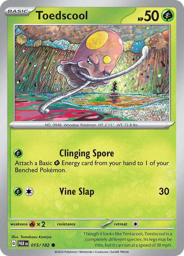 Toedscool 015/182 Reverse Holofoil, Paradox Rift Pokémon card