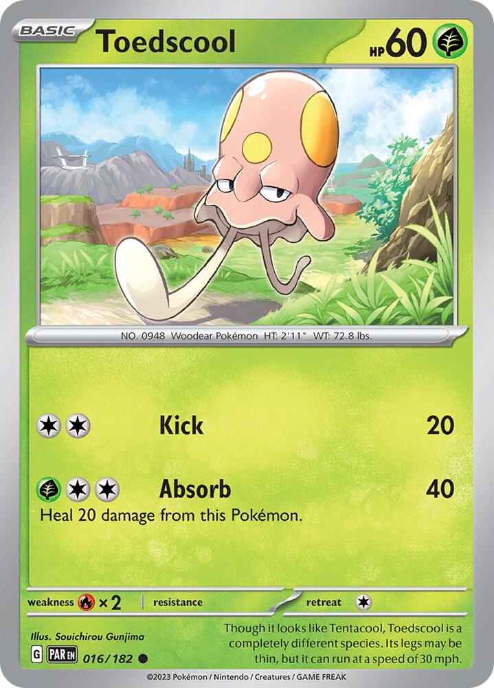 Toedscool 016/182 Reverse Holofoil, Paradox Rift Pokémon card
