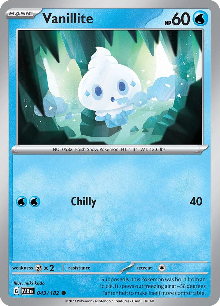Vanillite 043/182, Paradox Rift Pokémon card