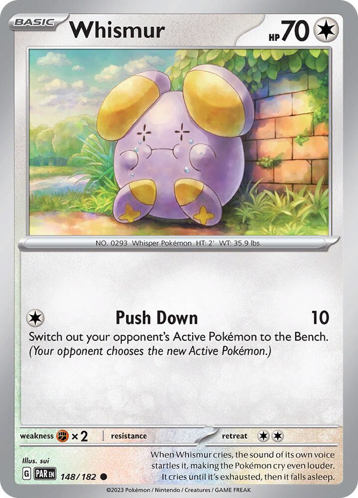 Whismur 148/182 Reverse Holofoil, Paradox Rift Pokémon card