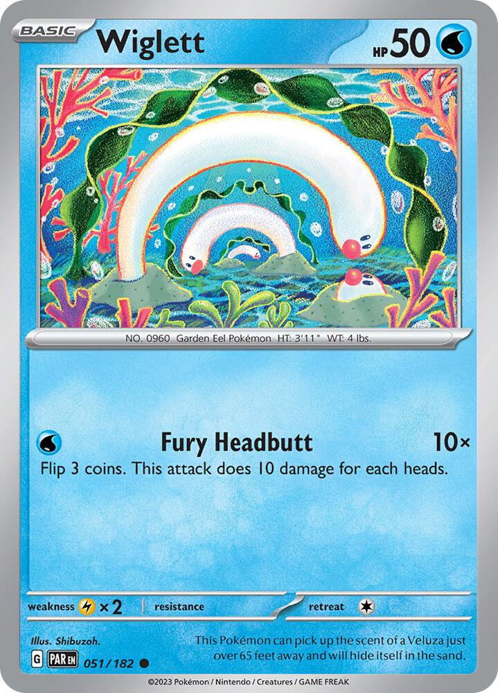 Wiglett 051/182, Paradox Rift Pokémon card