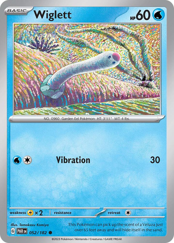 Wiglett 052/182 Reverse Holofoil, Paradox Rift Pokémon card