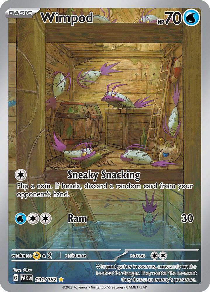 Wimpod 191/182 Holofoil, Paradox Rift Pokémon card