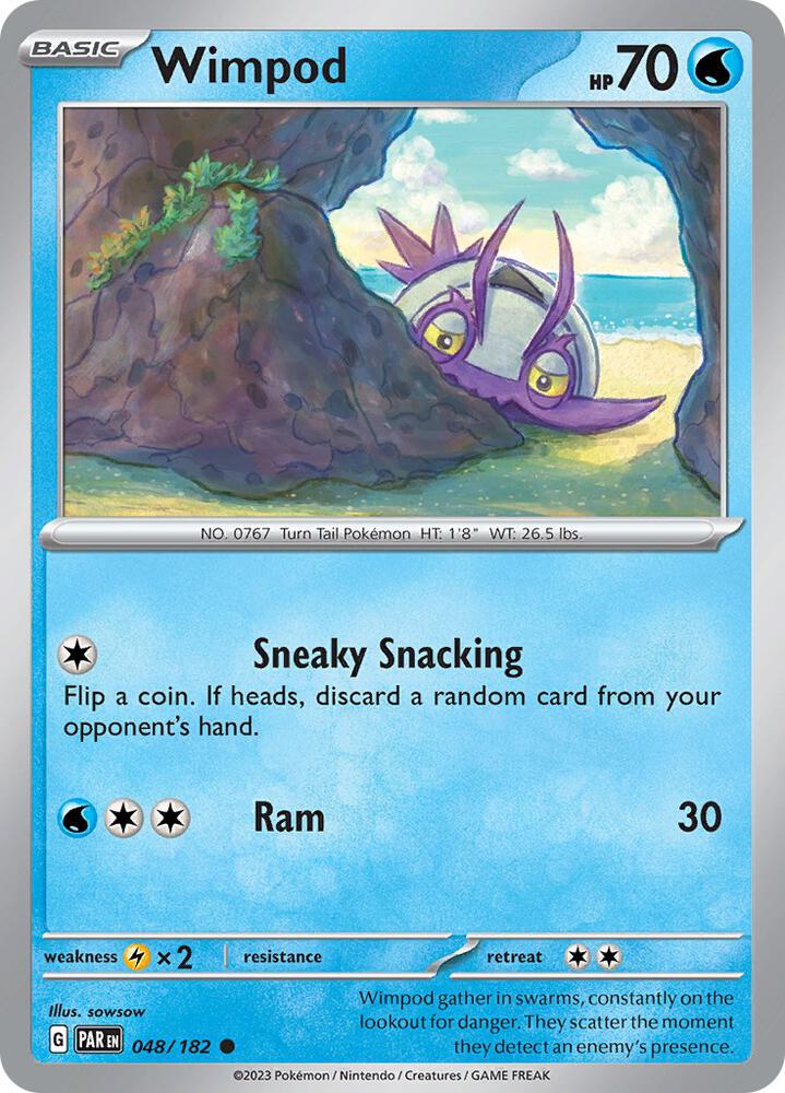 Wimpod 048/182 Reverse Holofoil, Paradox Rift Pokémon card