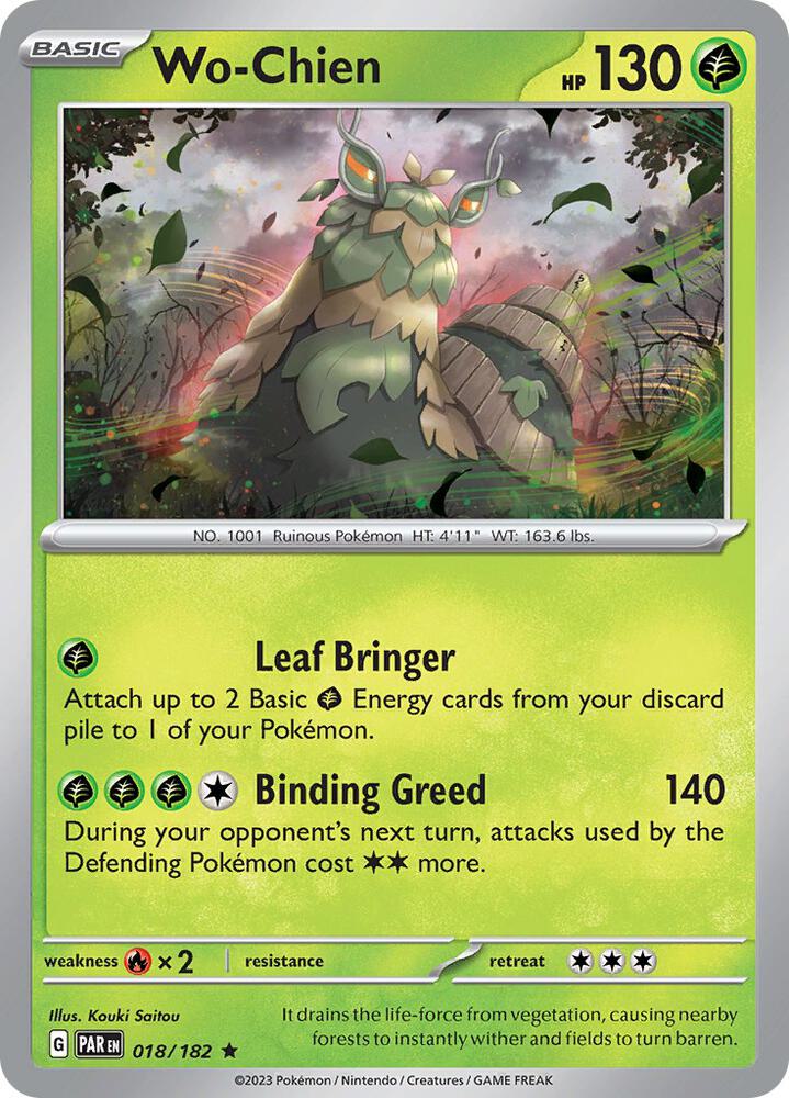 Wo-Chien 018/182 Holofoil, Paradox Rift Pokémon card