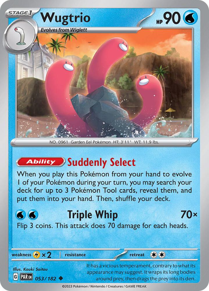 Wugtrio 053/182 Reverse Holofoil, Paradox Rift Pokémon card
