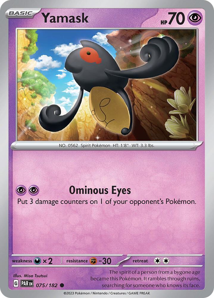Yamask 075/182, Paradox Rift Pokémon card