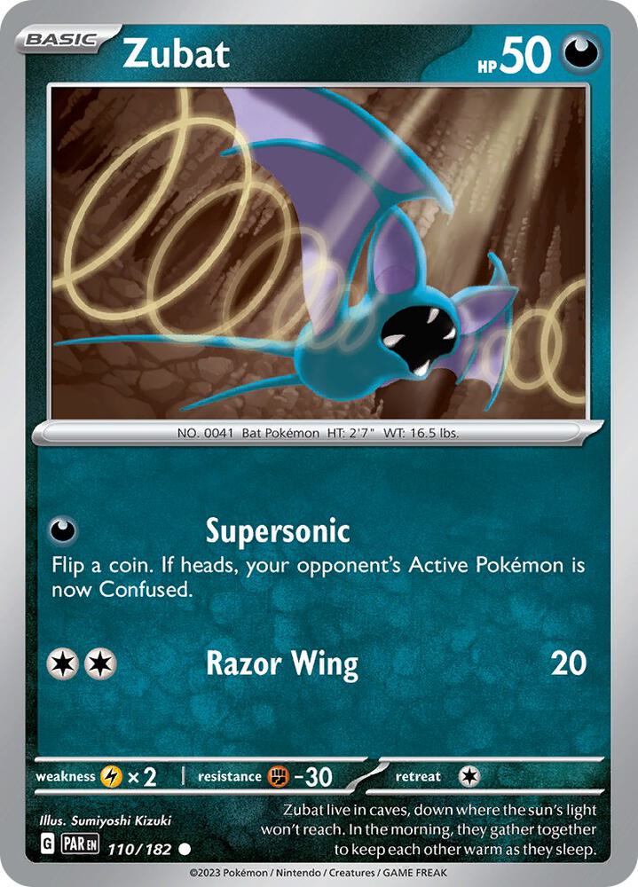 Zubat 110/182 Reverse Holofoil, Paradox Rift Pokémon card