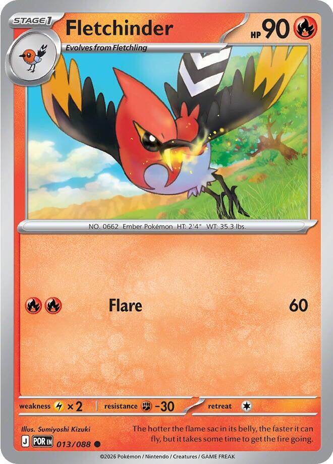 Pokemon - Perfect Order - Fletchinder - 013/088 - Reverse Holofoil