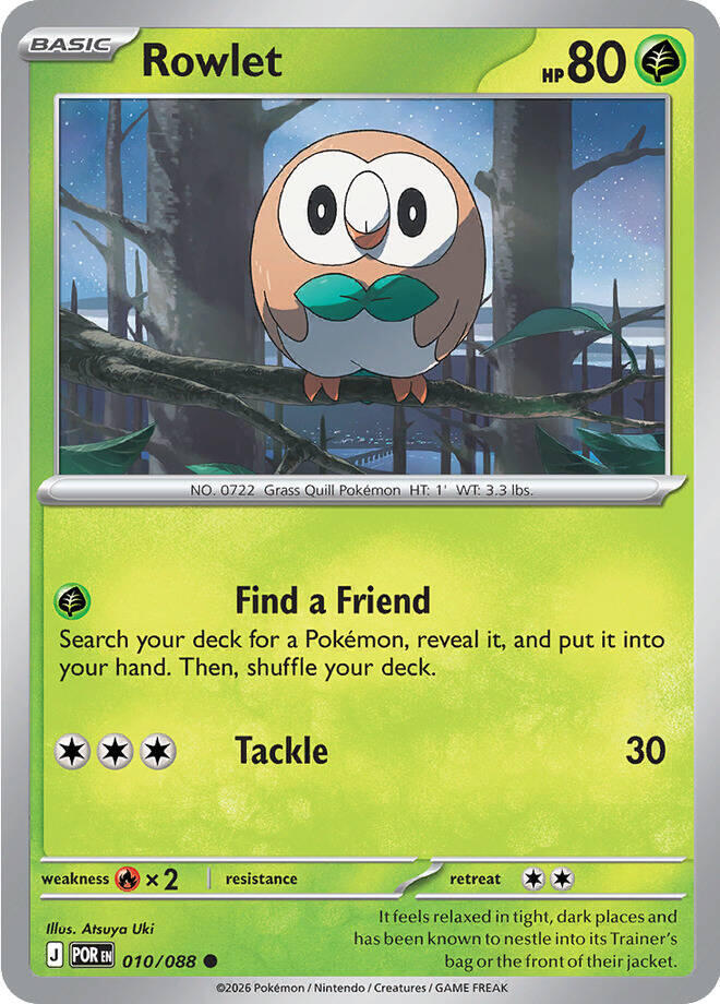 Pokemon - Perfect Order - Rowlet - 010/088 - Reverse Holofoil