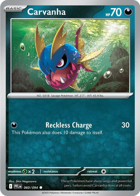 Pokemon - Phantasmal Flames - Carvanha - 060/094 - Reverse Holofoil