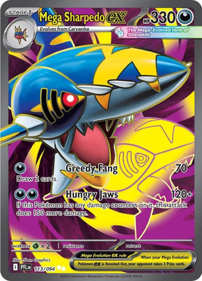 Mega Sharpedo ex 113/094 Holofoil — Phantasmal Flames Pokémon card