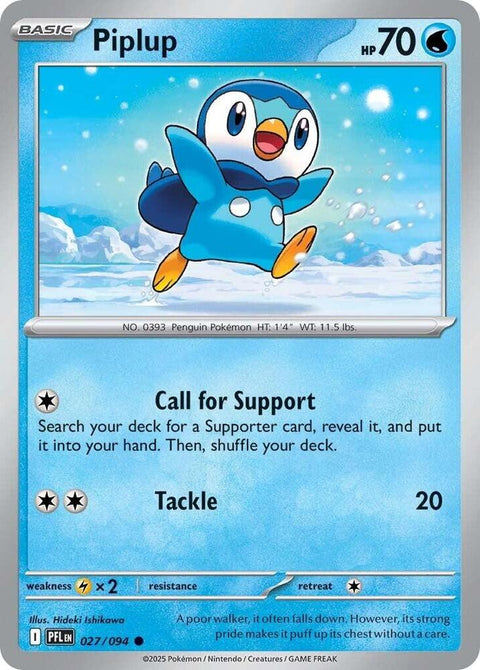 Pokemon - Phantasmal Flames - Piplup - 027/094 - Reverse Holofoil