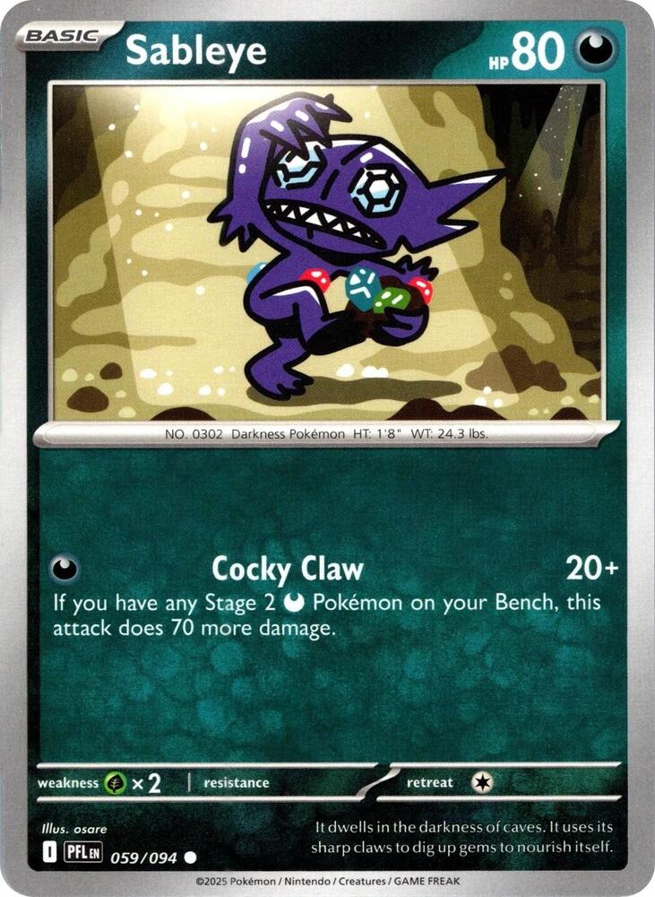 Pokemon - Phantasmal Flames - Sableye - 059/094 - Reverse Holofoil