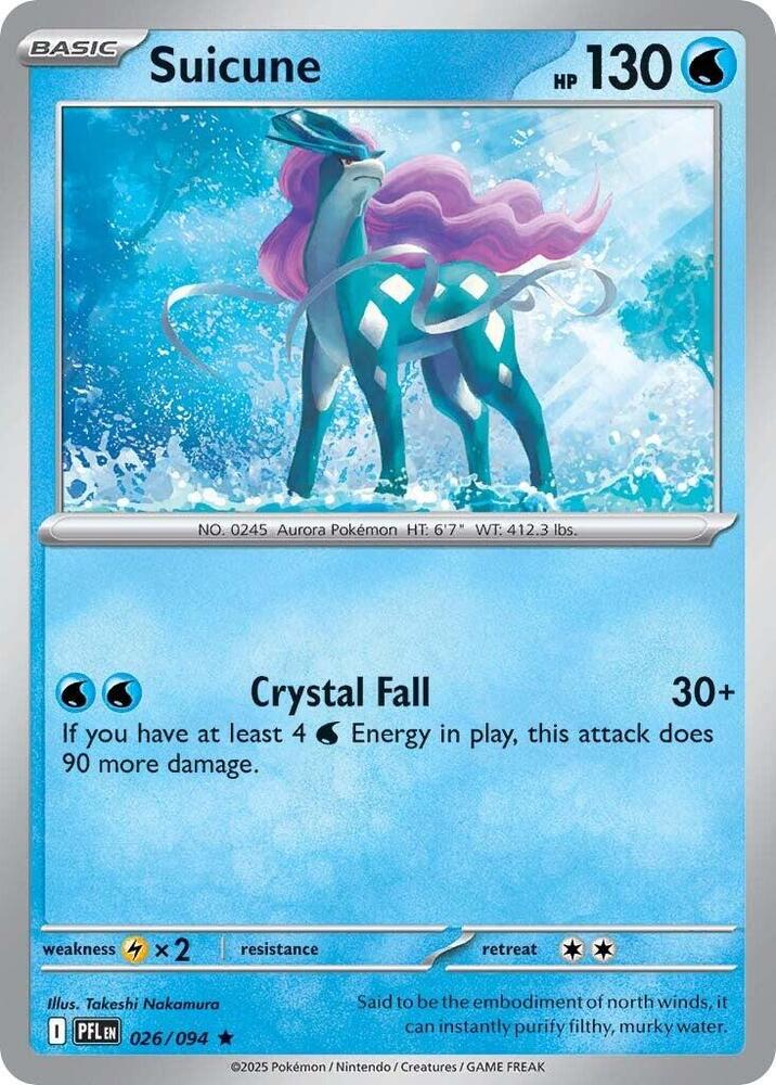 Suicune 026/094 Reverse Holofoil, Phantasmal Flames Pokémon card
