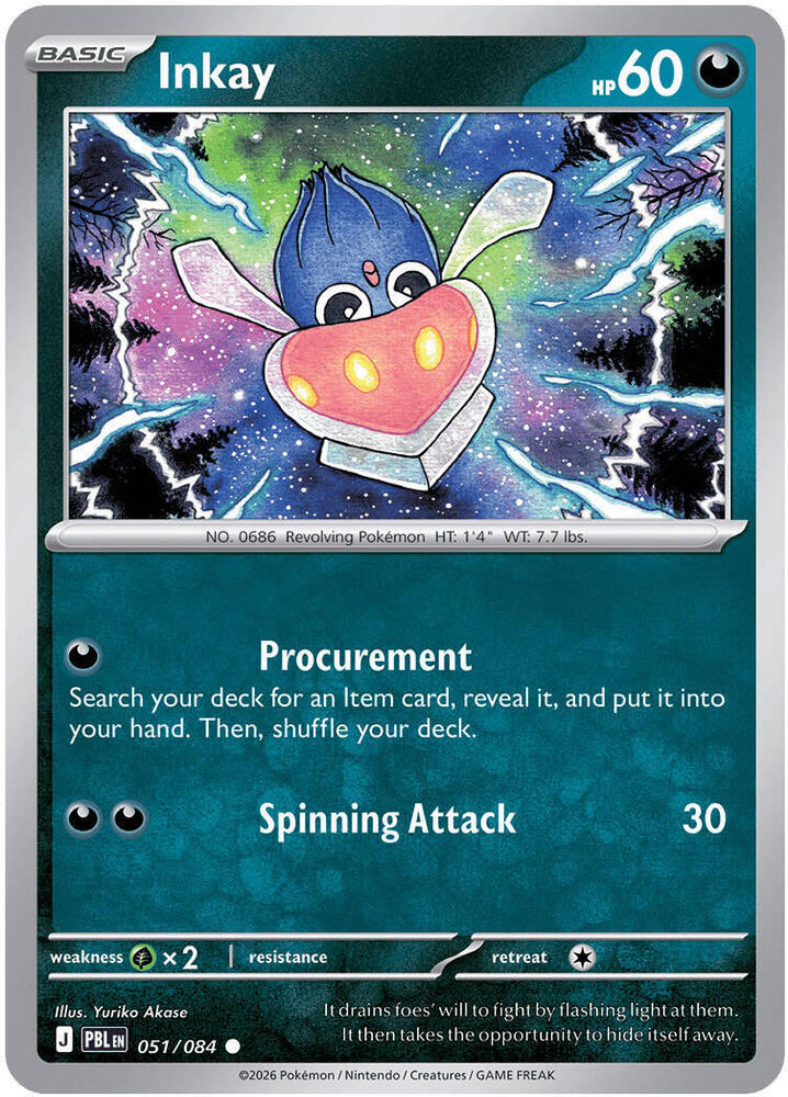 Pokemon - Pitch Black - Inkay - 051/084 - Reverse Holofoil