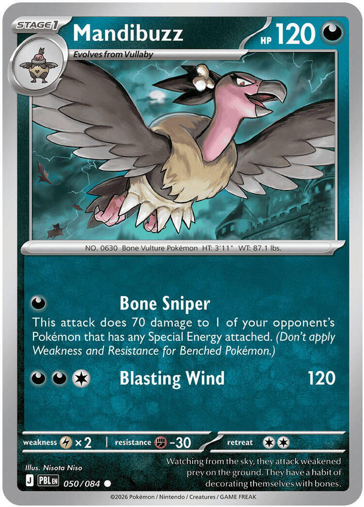 Pokemon - Pitch Black - Mandibuzz - 050/084 - Reverse Holofoil
