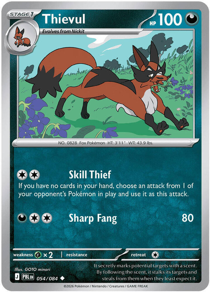 Pokemon - Pitch Black - Thievul - 054/084 - Reverse Holofoil