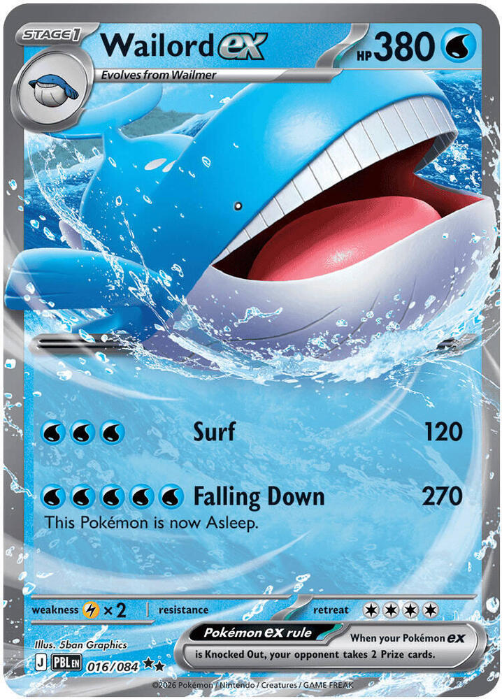 Pokemon - Pitch Black - Wailord ex - 016/084 - Holofoil