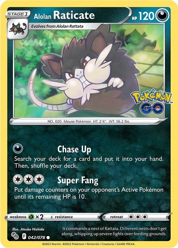 Alolan Raticate 042/078 Reverse Holofoil — Pokémon GO Pokémon card
