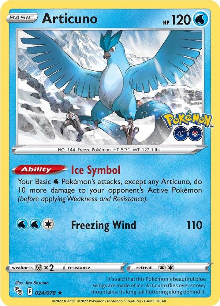 Articuno 024/078 Reverse Holofoil — Pokémon GO Pokémon card