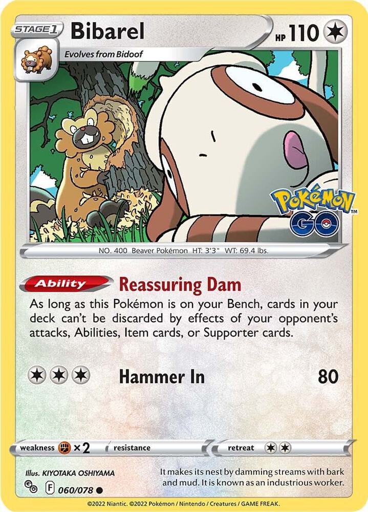 Bibarel 060/078 Reverse Holofoil — Pokémon GO Pokémon card