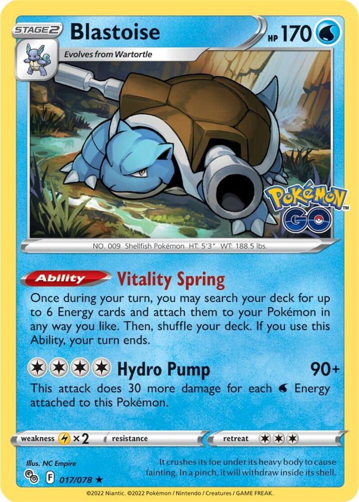 Blastoise 017/078 Holofoil — Pokémon GO Pokémon card