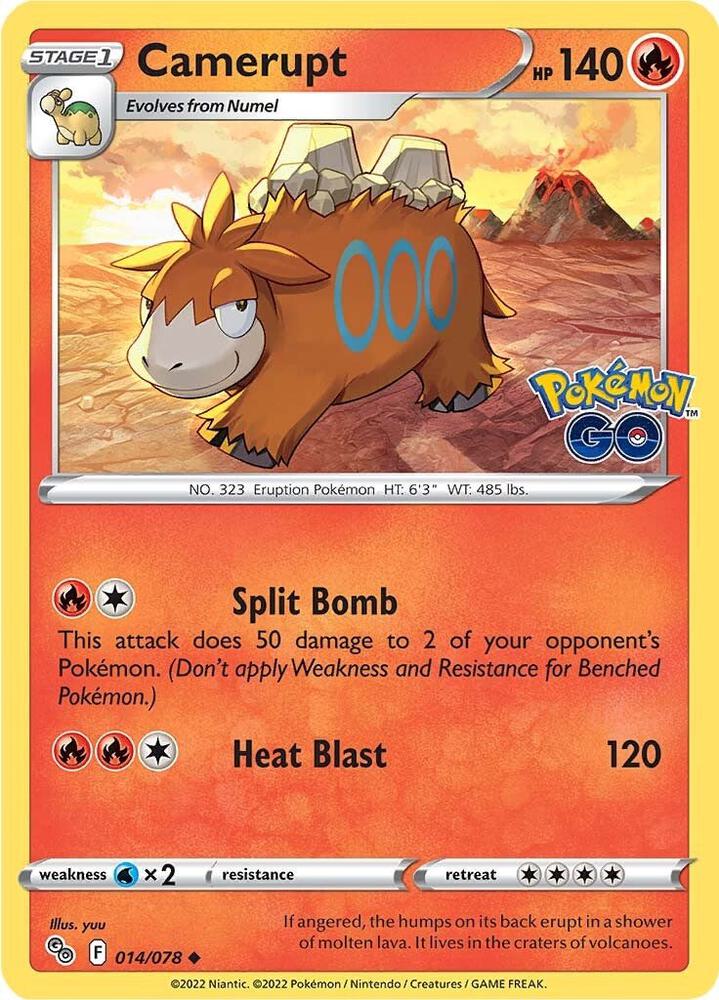 Camerupt 014/078 Reverse Holofoil — Pokémon GO Pokémon card