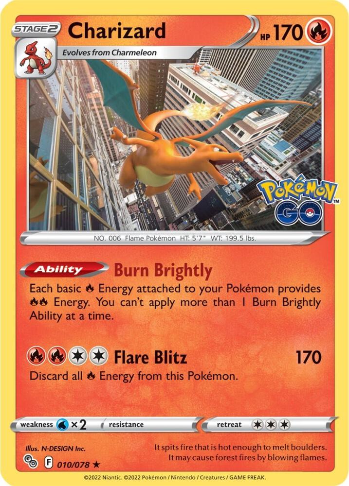 Charizard 010/078 Holofoil — Pokémon GO Pokémon card