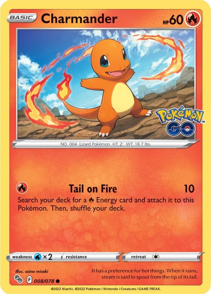 Charmander 008/078 Reverse Holofoil — Pokémon GO Pokémon card