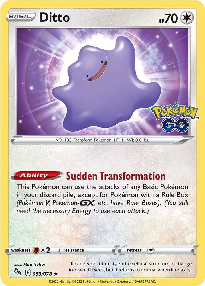 Ditto 053/078 Holofoil — Pokémon GO Pokémon card