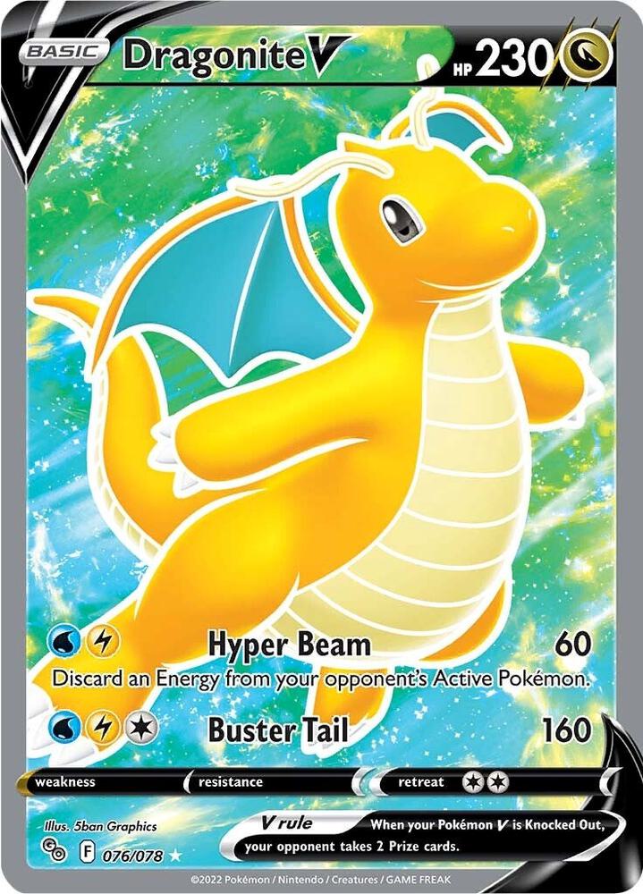 Dragonite V 076/078 Holofoil — Pokémon GO Pokémon card
