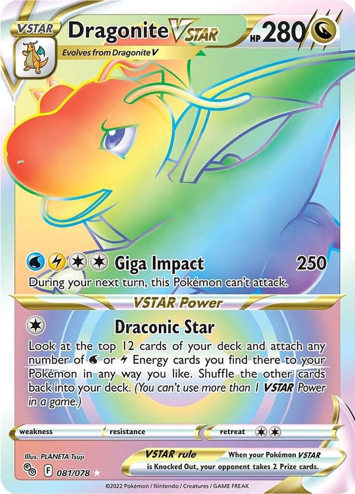 Dragonite VSTAR 081/078 Holofoil — Pokémon GO Pokémon card