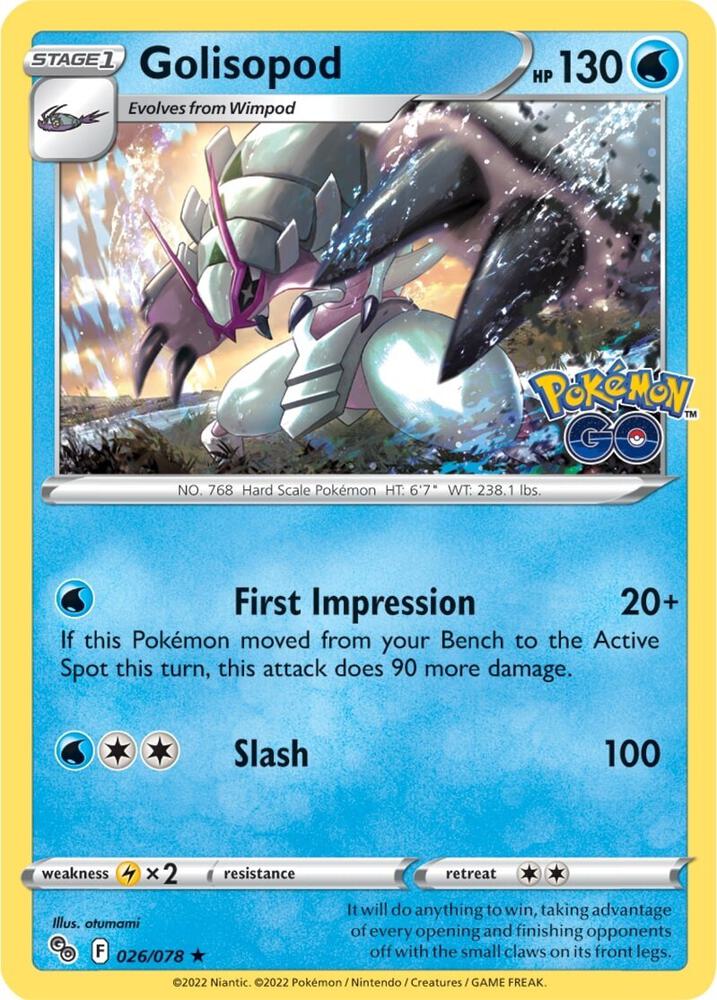 Golisopod 026/078 Holofoil — Pokémon GO Pokémon card