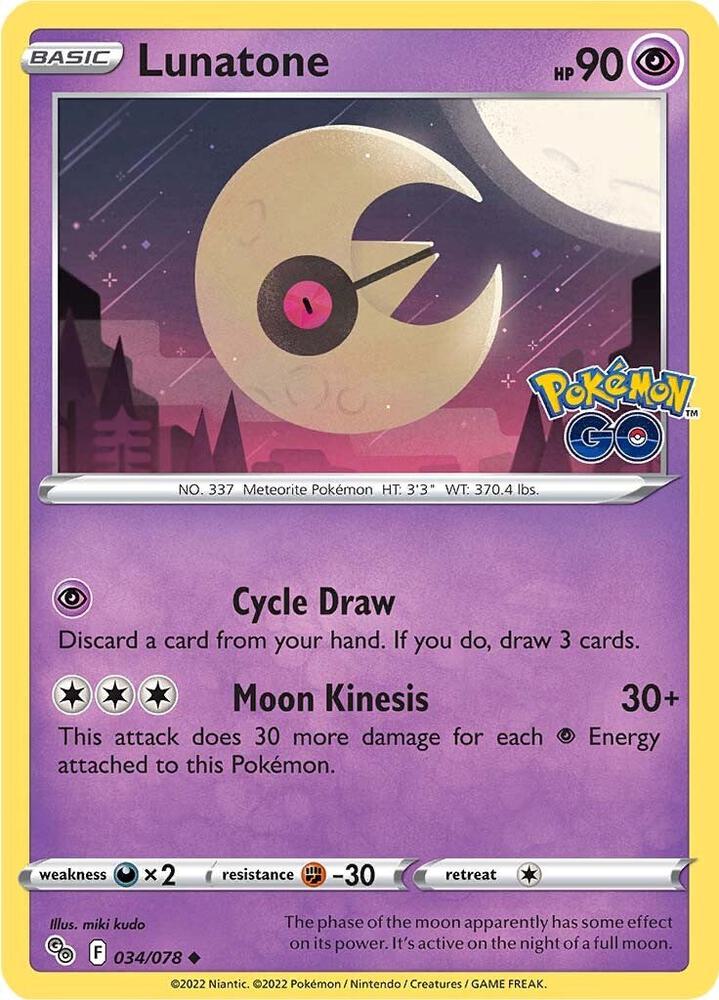 Lunatone 034/078 — Pokémon GO Pokémon card