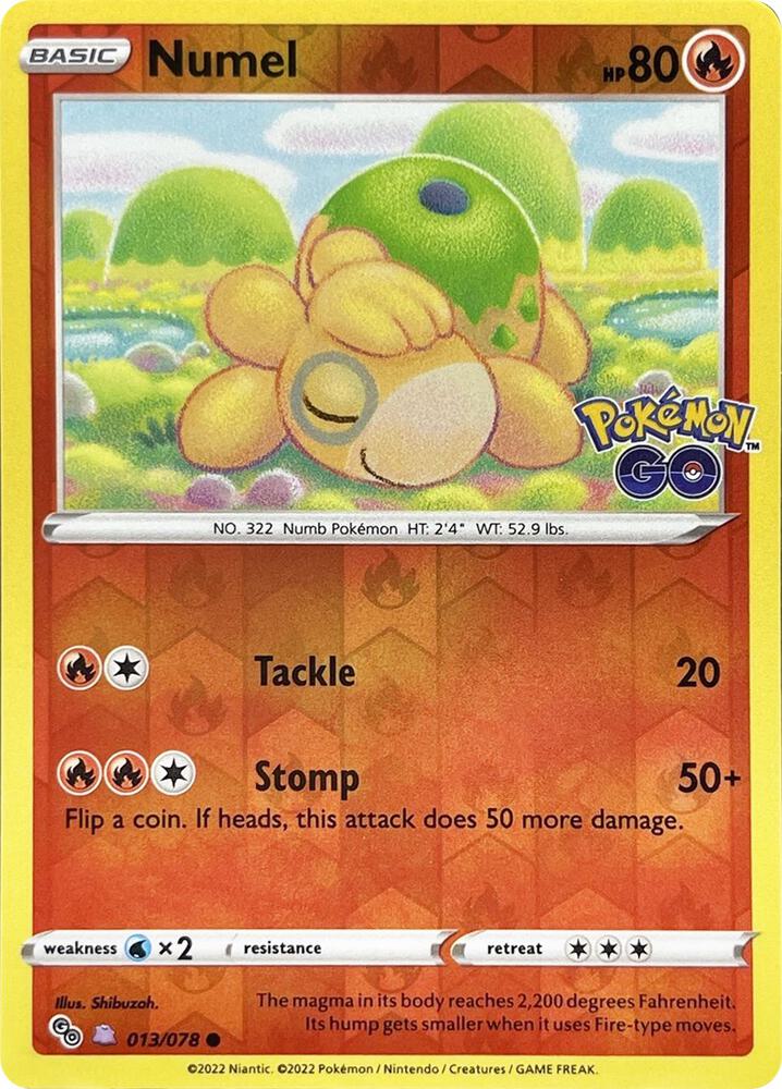 Numel 013/078 Reverse Holofoil — Pokémon GO Pokémon card