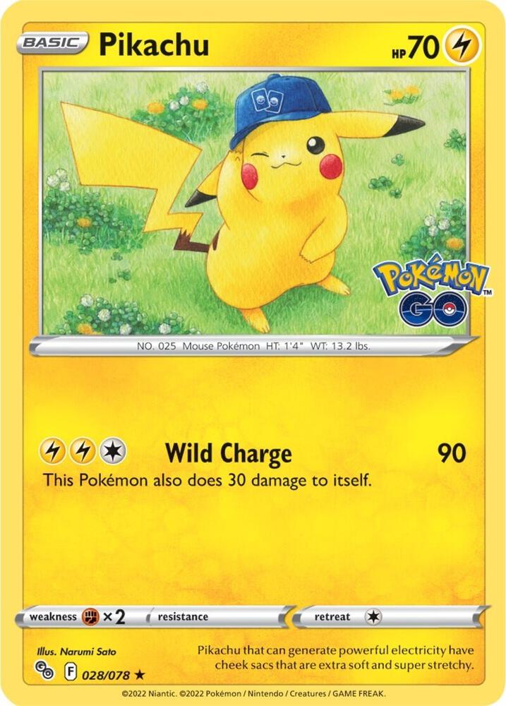 Pikachu 028/078 Holofoil — Pokémon GO Pokémon card