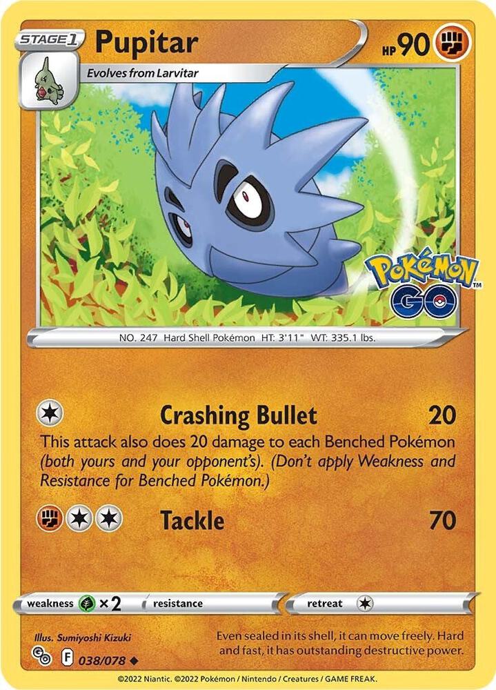 Pupitar 038/078 Reverse Holofoil — Pokémon GO Pokémon card