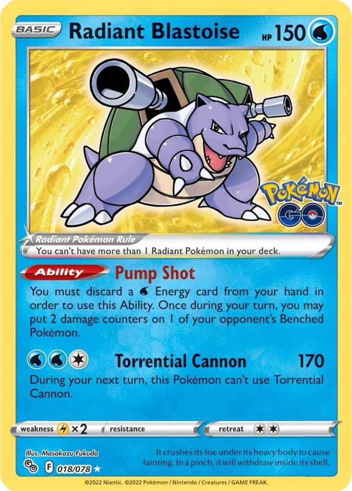 Radiant Blastoise 018/078 Holofoil — Pokémon GO Pokémon card