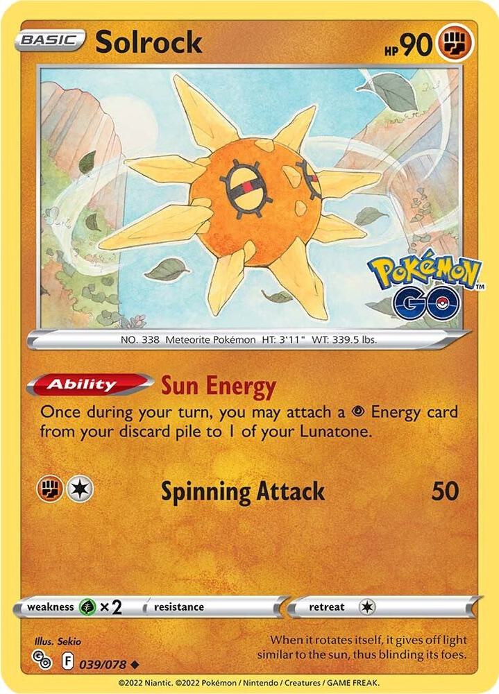 Solrock 039/078 — Pokémon GO Pokémon card