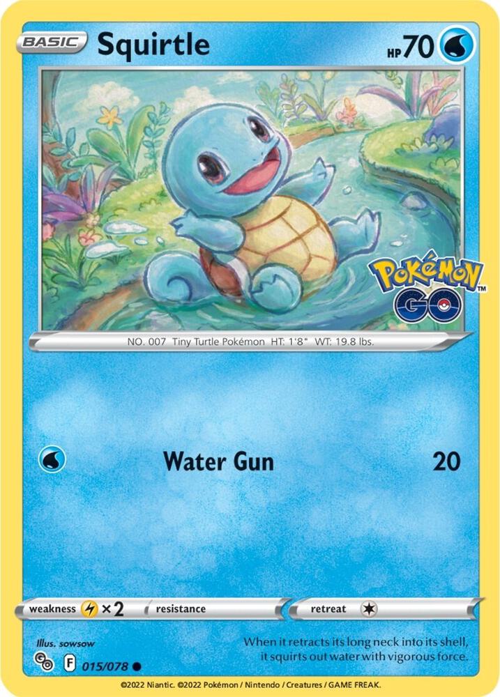 Squirtle 015/078 Reverse Holofoil — Pokémon GO Pokémon card