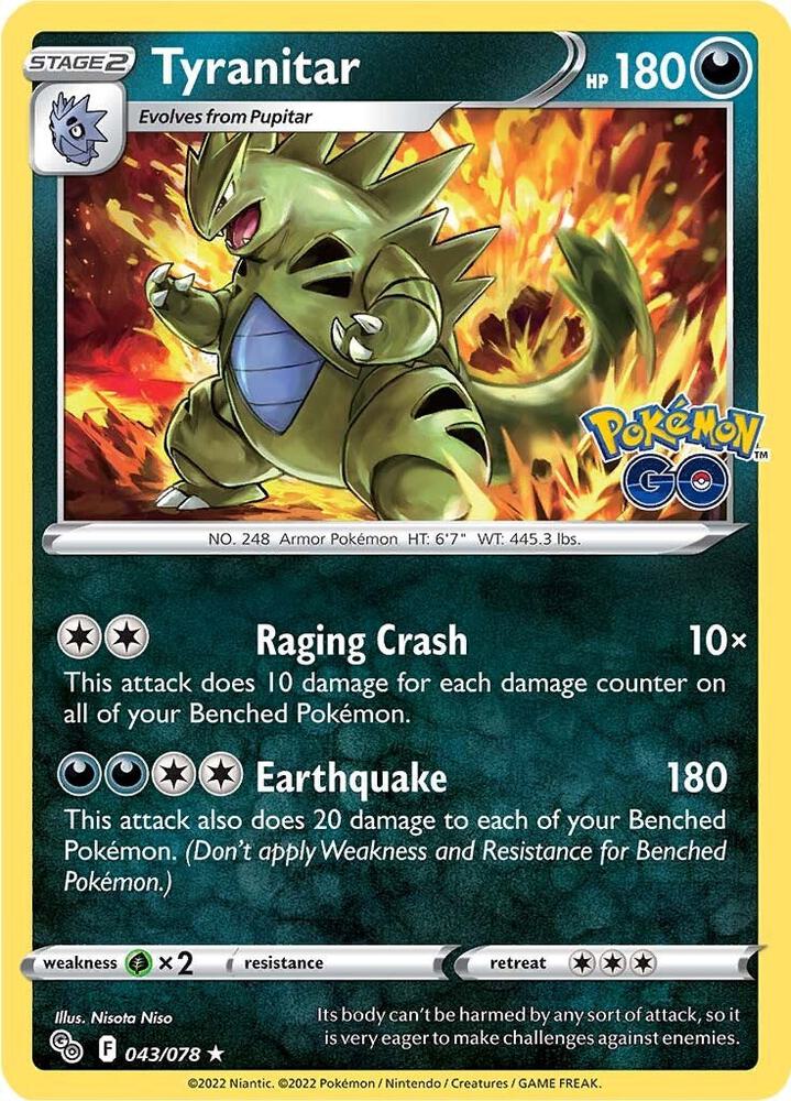 Tyranitar 043/078 Holofoil — Pokémon GO Pokémon card