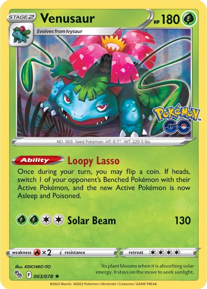 Venusaur 003/078 Holofoil — Pokémon GO Pokémon card