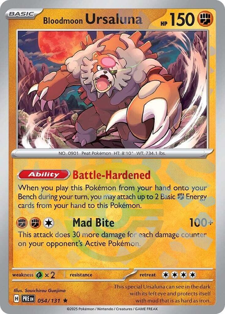 Bloodmoon Ursaluna 054/131 Master Ball — Prismatic Evolutions Pokémon card
